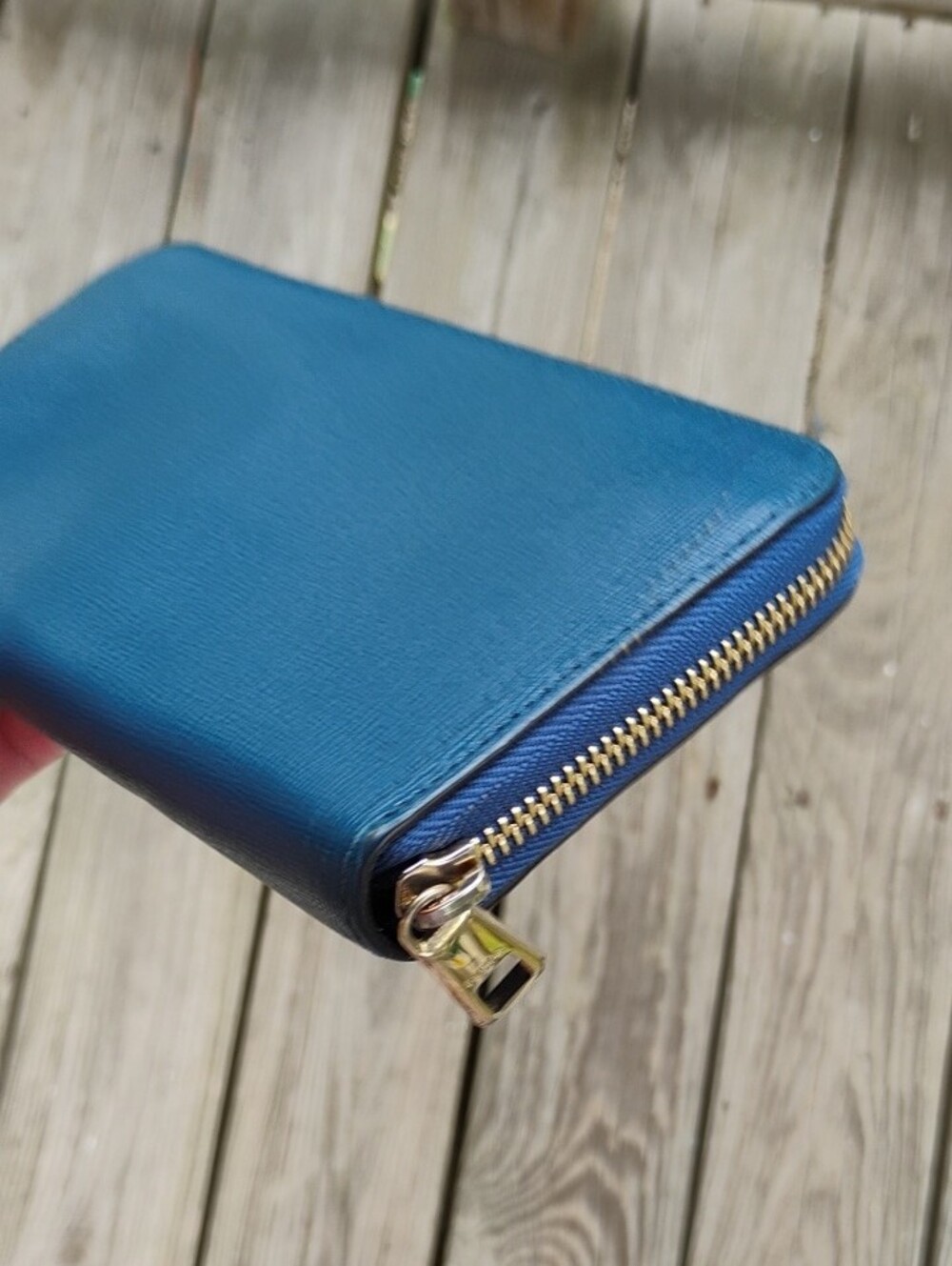 Furla Teal-Blue Zip Around Leather Wallet with COA - Picture 3 of 9